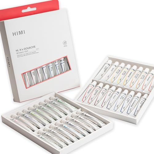 HIMI Set di tubi di colore Gouache con pigmenti ricchi, colore gouache, adatto per principianti, artisti e pittori amatoriali (36 colori)