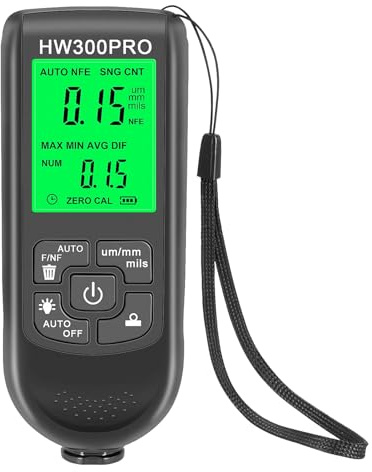 AKLOSIPY Coating Thickness Gauge, Metal Paint Thickness Meter 0-2000UM with Magnetic Non Magnetic Probe, for Steel Aluminum Copper Plated Coated Sheet Measurement (Black)