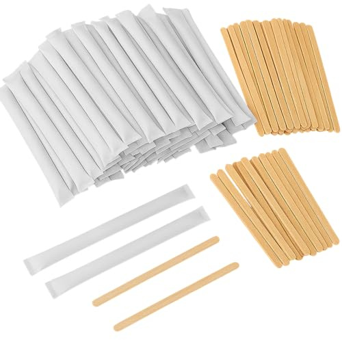 Dohe Horeca - Palitos de Madera Remover Café (500 uds.) - Tamaño 9 cm, Biodegradables y Reciclables, Higiénicos con Papel Protector, Batir Café, Té, Leche y Bebidas Calientes
