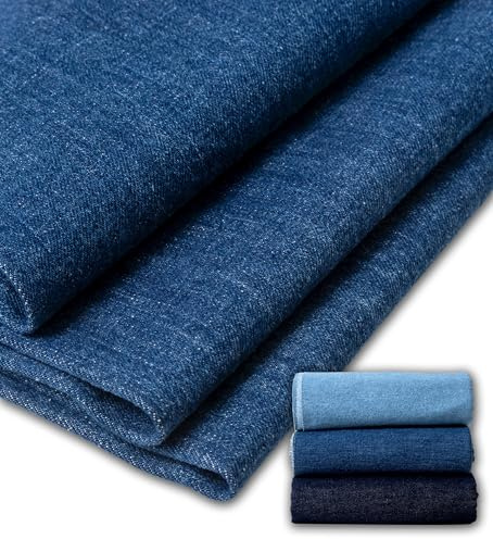 IPEA Tela Vaquera Azul 100% Algodón – 150 x 100 cm – Made in Italy - Tejido Denim ligero – Color Liso para Ropa, Costura, Cccesorios, Chaquetas, Batas – Gramaje 475 g/m2 – Azul Medio