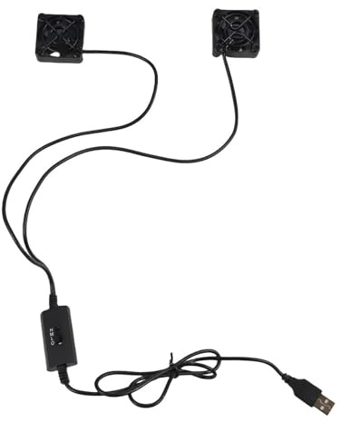Lecreatekit Ventilador de refrigeración dual USB de 40 mm con 3 velocidades, silencioso para mini ventilador de escritorio para laptop, PC, router, color negro