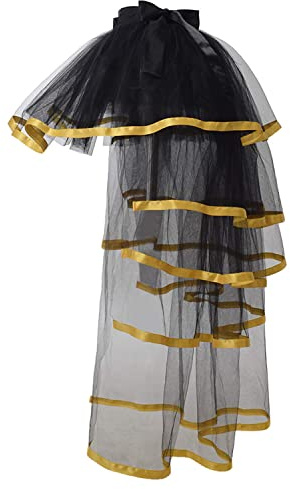 GRACEART Viktoriansk steampunk svart livlighet tutu bälte spets underkjol, Gul fåll, one size
