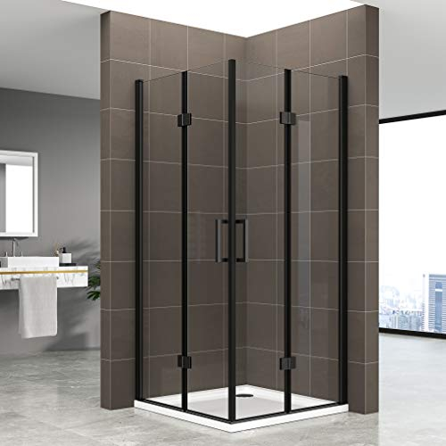 MOG Duschkabine Belle mit Falttüren 95x95 cm Höhe: 190 cm Eckdusche aus 6mm Klarglas ESG Sicherheitsglas schwarze Aluminium Profile DK63 - alle Grössen