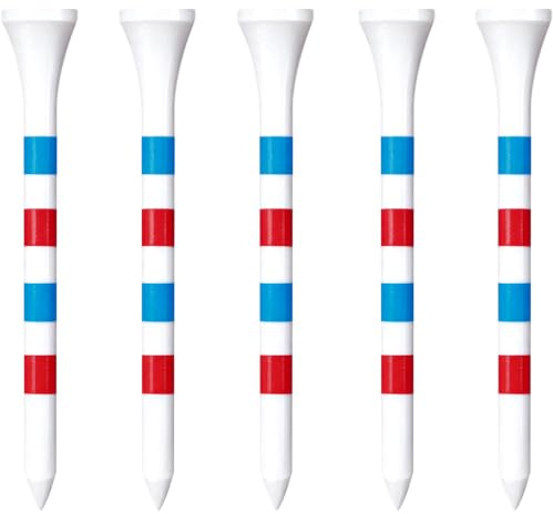 Zivisk Tee Golf Legno 70mm, 100 Pezzida Tee da Golf (Bianco & Rosso & Blu)
