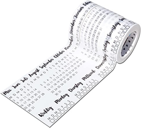 Papierdrachen Pappersdrake 5 Washi Tapes för din bullet journal | textning | klistra bara på veckodagar | To Do | DIY Weekly Schedule | Uppgifter | Perfekt för nybörjare och proffs - svart 2 - set 7