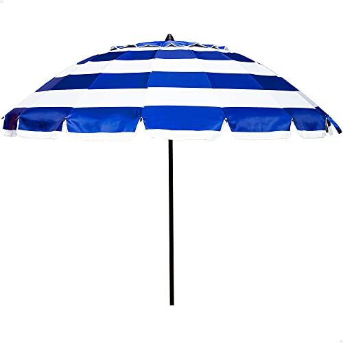 Aktive 62247 | Ombrellone da spiaggia antivento con protezione UV50 | Ombrellone da spiaggia Ø240 con altezza regolabile e asta inclinabile | Ultra antivento | Include borsa per un facile trasporto