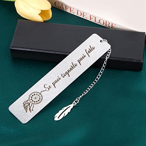 BETESSIN Segnalibro Particolare Metallo con Piuma Segnalibro Frasi Marcatori di Pagina Incoraggiante Regalo per Laurea Compleanno Studenti Insegnanti Ufficio
