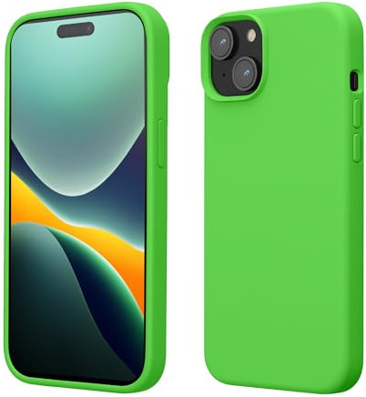 kwmobile Handyhülle für iPhone 15 Hülle, für iPhone 15 Case - Hülle Silikon - kabelloses Laden - Limettengrün