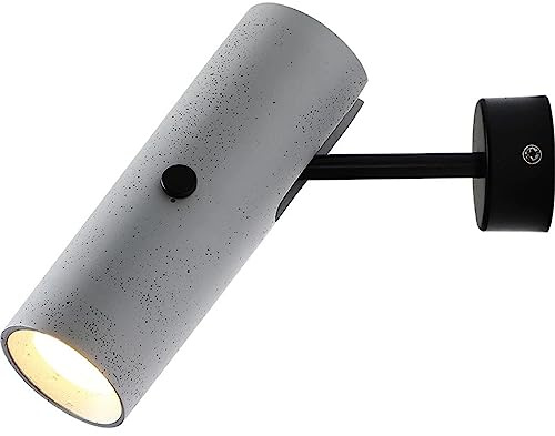 SweAtz Lámpara de pared LED gris industrial Focos de techo de hormigón Accesorios Rotación de 360 ° Ajuste de luz de punto Aplique de pared de dormitorio de cemento Luz descendente direccional para