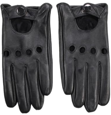 IRYZE Sporthandschuhe Leder-Fahrerhandschuhe Für Herren, Sommer Und Herbst, Einlagig, Dünner Abschnitt, Für Den Außenbereich Handschuhe Motocross (Color : Black, Size : M)