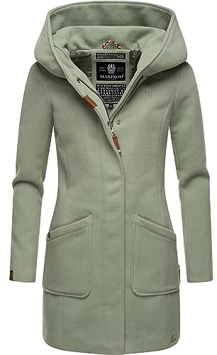 MARIKOO Damen Mantel in Wollmantel-Optik warmer Trenchcoat mit Kapuze Maikoo XS-5XL