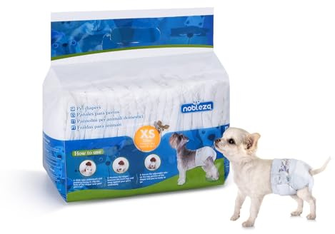 Nobleza Pannolini per Cani USA e Getta Pannolini per addestramento per Cuccioli per Femmine Assorbenti per Animali Domestici Confezione da 36 Pezzi, XS