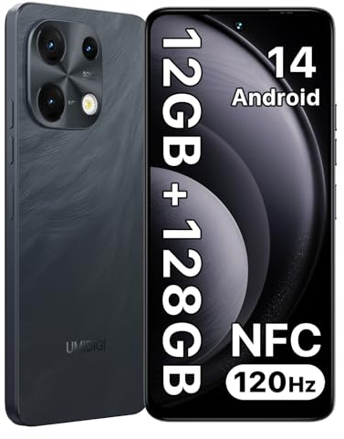 UMIDIGI Note 100 Handy, Android 14 Smartphone Ohne Vertrag, 120HZ Octa-Core, 12(6+6) GB+128GB Handy ohne vertrag, 6.8 Zoll, 50MP, Face & Fingerprint, NFC, 5000mAh, GPS, Dual SIM Smartphone