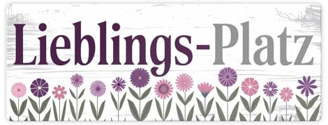 Lieblings-Platz Metallschild mit Blumen schönes Schild für stilvolle Dekoration im Garten oder Haus