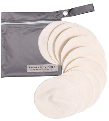 Kindred Bravely Organic Reusable Nursing Pads, Washable, for Breastfeeding & Leaking with Carry Bag, 10 Pack 5.5 D (Twilight Busty)