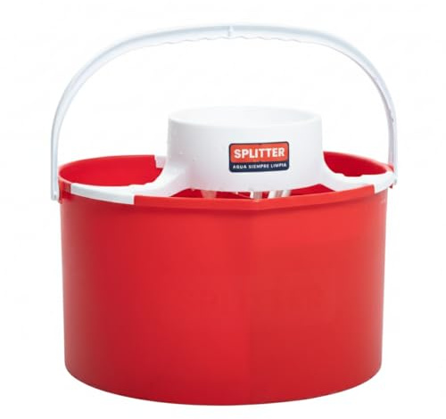Splitter - Cubo de Limpieza Doble Compartimento | 14L de Capacidad | Separa Agua Limpia y Sucia | Compacto, Fácil de Usar y Profesional | Color Rojo