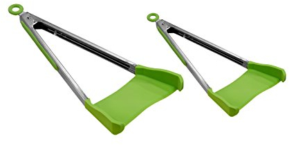 Allstar Innovations Clever 2 in 1 Kitchen Spatula & Tongs Non-Stick, Heat Resistant, Stainless Steel Frame, Silicone & Dishwasher Safe, As Seen on TV, Green