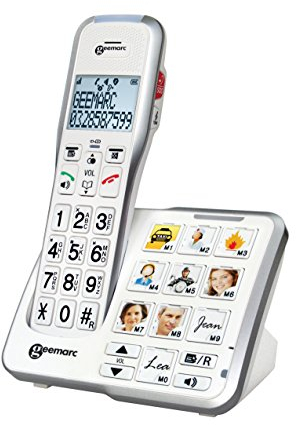 Geemarc Amplidect 595 Photo - Verstärktes Festnetztelefon mit Notruffunktion, starkem Klingelton und anpassbaren Fototasten für Senioren mit mittlerem bis starkem Hörverlust - Version DE