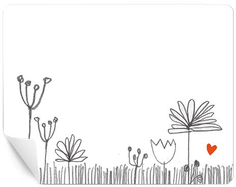 15 Freitext Aufkleber, eckige Etiketten für Hochzeit, Marmelade & als Geschenketiketten, Retro Design mit Blumen & rotem Herz, MATTE Papieraufkleber, selbstklebend zum selbst beschriften