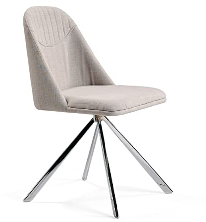 Angel Cerdá – Sedia da Pranzo Girevole Rivestita in Tessuto Grigio | Sedie Moderne, Design Minimalista ed Elegante | 47 x 56 x 82 cm, Gambe in Acciaio Cromato | per Sala da Pranzo e Soggiorno