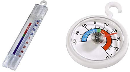 Xavax Analoges Thermometer (zum Aufhängen im Kühlschrank, Gefrierschrank) weiß & Analoges Thermometer (zum Aufhängen im Kühlschrank, Gefrierschrank, min. -30 Grad, Max. +50 Grad, rund) weiß