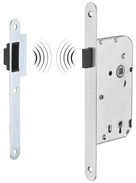 THIRARD - Serrure Encastrable Magnétique à Clé pour Porte de Chambre - Axe 50 mm - Bouts Ronds - Système Magnétique - Gâche Plate en Acier - 1 Clé Fournie - Verrouillage Optimal - Gris