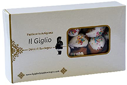 PAPASSINI CON GLASSA - Biscotti Artigianali della tradizione Sarda con mandorle e uvetta - Pasticceria Artigiana Il Giglio Dolci di Sardegna - Confezione rigida riciclabile 350 grammi