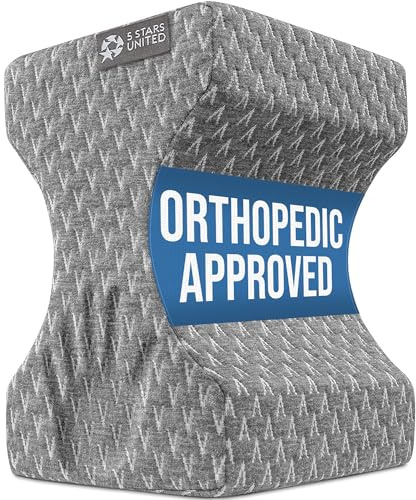 5 STARS UNITED Knee Pillow for Side Sleepers - Hip Pain Relief, Memory Foam Leg Cushion for Side Sleeping - Between Legs Pillow for Sciatica & Lower Back Pain, Grey