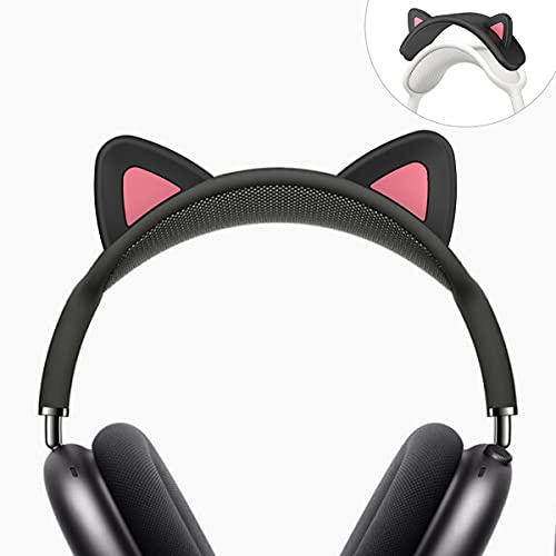 WQNIDE Headband Cover for AirPods Max, Cute Cat Ears Design, Soft Silicone Headband Protector, Comfort Cushion/Top Pad Protection, Compatible with Apple AirPods Max (Black)
