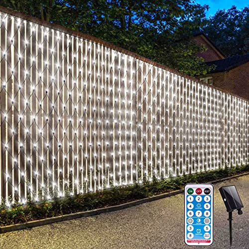 CORST Rete luminosa a energia solare, 3,6 x 1,5 m, luci a rete per esterni, da giardino, a forma di cespugli, impermeabile, con 8 modalità timer (bianco)