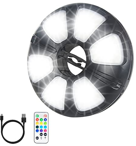 Arixinks 12 Colors Patio Umbrella Light with Remote Control/Cordless Rechargeable or AA Battery Operated Under Umbrella Pole Lights /300Lumens Dimmable/Pole Light for Patio Table Umbrellas Outdoor