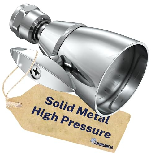 HammerHead Showers® Solid Metal 2 Inch High Pressure Shower Heads - CHROME – 2.5 GPM Shower Heads High Pressure - High Flow Shower Head with ADJUSTABLE SPRAY PATTERN - Fixed Shower Head