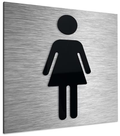 ALÚMADESIGNCO Cartello Bagno - Toilette WC Adesivi Per Porte - Simbolo Toilet Targhetta - Cartelli Bagni - Unisex Pittogramma - 12 x 12 cm (Donne)