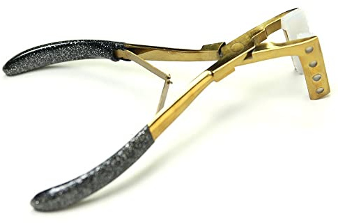 Professional 7 Hair Extension Pro Tape Pliers Micro Extension Pliers Tape with Free Bag (Gold)