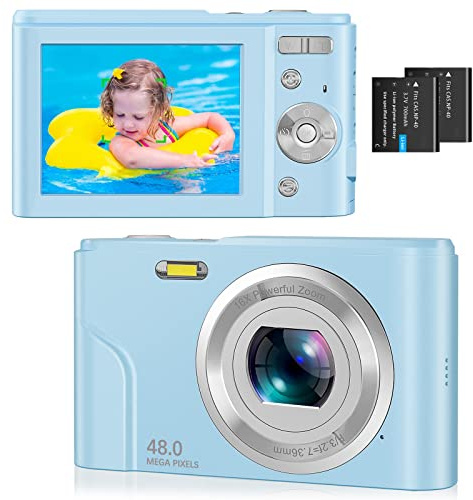 Compacta Cámara Digital Autofocus con Tarjeta 32GB 1080P 48MP Cámara Fotos Niño Estabilización Imagen 16X Zoom Digital Recargable Camara Compacta Desarrollar Afición para Niño