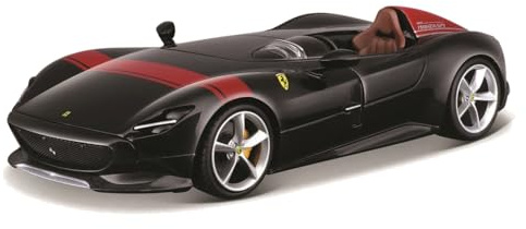 Bburago Ferrari Monza SP1: Modellauto im Maßstab 1:24, Ferrari Race & Play Serie, Tür beweglich, schwarz-rot (18-26027BK)