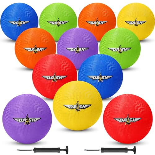 Jerify 12 Pcs 8.5 Inches Playground Balls Kickball Bulk, Colorful Inflatable Sports Bouncy Balls, Dodgeball, Kickball for Official Play, and Fun Indoor and Outdoor Toys and Gift (Light Color)