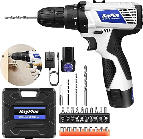 Cordless Drill Driver 16.8V, Battery Powered Screwdriver, 18+1 Torque, 3/8 Chuck, 2 Variable Speed, 45N.m Rechargeable Small Hand Drill Set with 1.5Ah Battery, 24 Accessories for Home DIY Project