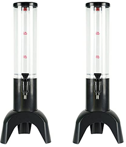 Spamietz 2 dispensadores de cerveza de 1,5 l, fácil de limpiar, grifo integrado con tubo de hielo, dispensador de torre de bebidas transparente, color negro