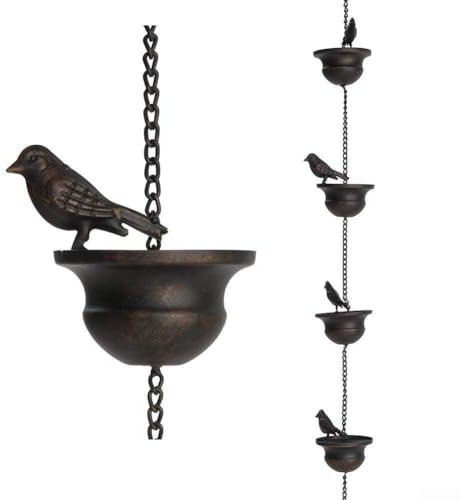 Catena per esterni in ferro, catena da giardino vintage in metallo, catena da pioggia per artigianato a vento, catena da pioggia, decorazione gancio a vento 2,4 m