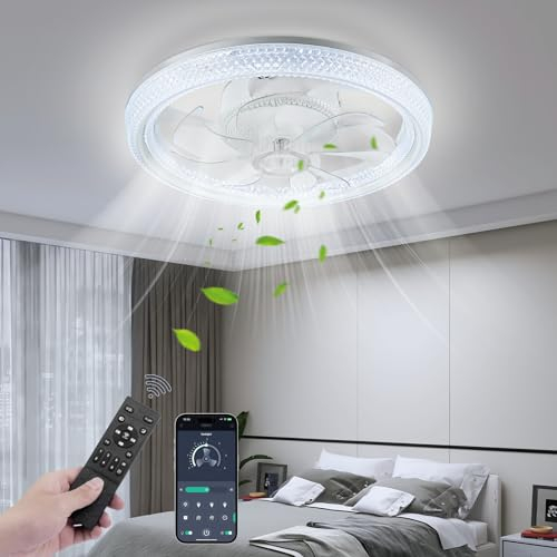 Lightasea Ventilateur Plafond avec Lumiere, Ventilateur de Plafond avec Telecommande, 3 Températures de Couleur et 6 Vitesses, Plafonnier Ventilateur Silencieux pour Salon et Chambre à Coucher