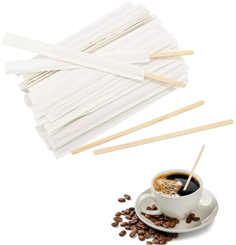 Kaffeerührstäbchen,200Pcs Holz Rührstäbchen Einzeln verpackte rührstäbchen Holz Sticks für Tee und Kaffee Zum Rühren von Tee und Kaffee