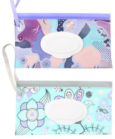 Tabanzhe Portable Baby Wipe Dispensers - 2 Compact Pouches, Travel-Friendly Bags, Lightweight Holders for Diaper Bags, Convenient Hygienic Cases
