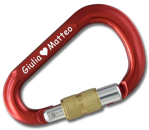 Stubai Pro Moschettone Personalizzato - Regalo Montagna, Carabiner HMS Donna, Rosso