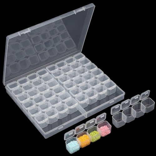 Segbeauty Cassetta Porta Minuteria, Contenitori per Perline con 56 Scomparti, Diamond Art Painting di Scatola, Cassetta Porta Viti in Plastica, Scatole Trasparenti Rimovibile per Semi