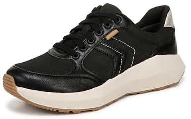 Dr. Scholl's Shoes Women's Hannah Retro Lace Up Fashion Sneaker Sneaker Black Ribbed 8 M