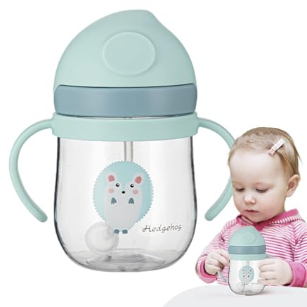 Aizuoni Niedliche Trinkbecher,Schnabelbecher für Kinder | Anti-Erstickungs-Trinkflasche mit 250-ml-Skala,Cartoon-Becher mit beschwertem Ball für Zuhause, Abendessen, tragbare Wasserflasche für