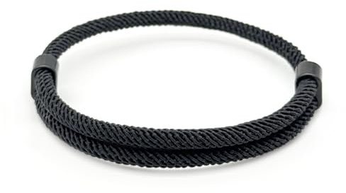 EVEMATE Paracord Armband aus Segeltau für Männer & Frauen | Verstellbares Surfer Segler Nylon Band | Einfaches dezentes Armband für den Alltag, Outdoor und Freizeit | Viele Farben (Schwarz)