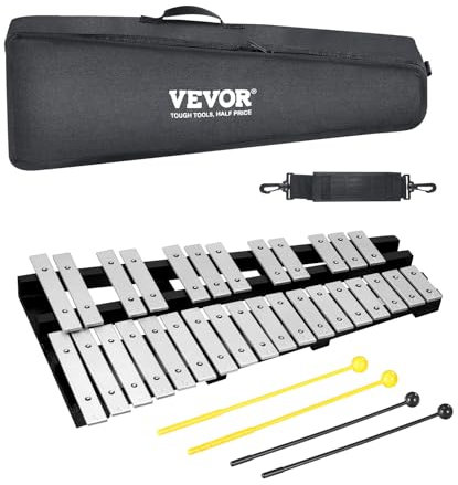 VEVOR Glockenspiel-Xylophon-Set mit 30 Tönen, Schlaginstrument mit Schlägeln, Trommelstöcken und Tragetasche, professionelles Glockenspiel-Xylophon-Schlaginstrumentenset für Schüler und Erwachsene