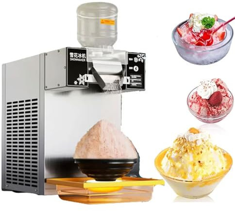 BDJSN 200KG/24H Snowflake Ice Maker, 1200W Commercial Stainless Steel Snow Cone Maker Machine With 2 Barrels, Speed Adjustable, Korean Shaved Ice Machine for Restaurant, Ice Cream, Food Truck